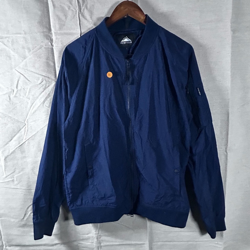 Penfield Mens Navy Blue Nylon Bomber Jacket Full Zip Windbreaker Size L‎